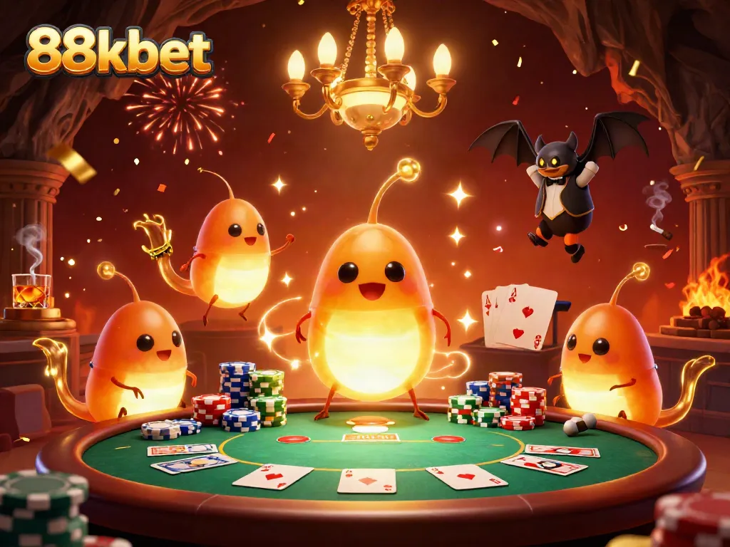Experience thrills at 88kbet casino with vibrant glowworms lighting up an exciting scene.
