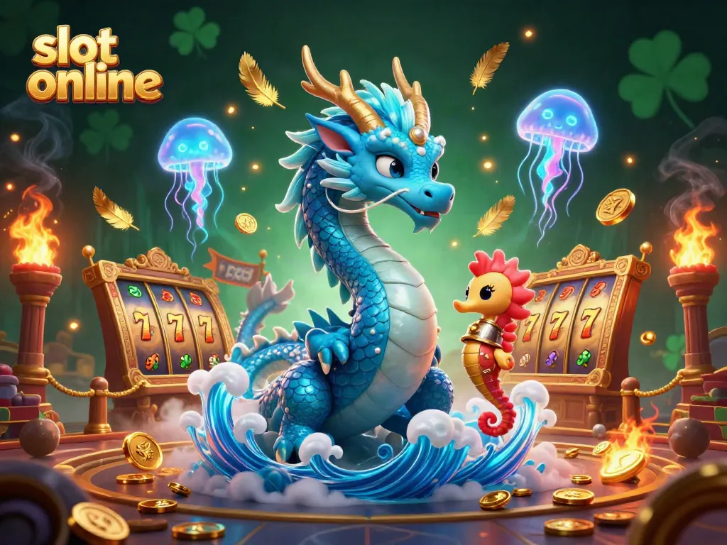 Engage with thrilling slot online adventures featuring a majestic dragon and vibrant oceanic elements.