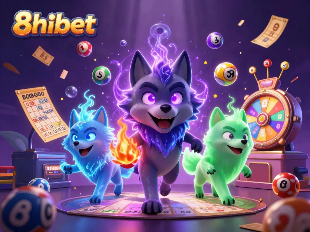 Experience thrilling action with 8xbet featuring vibrant lottery elements and mystical wolves.