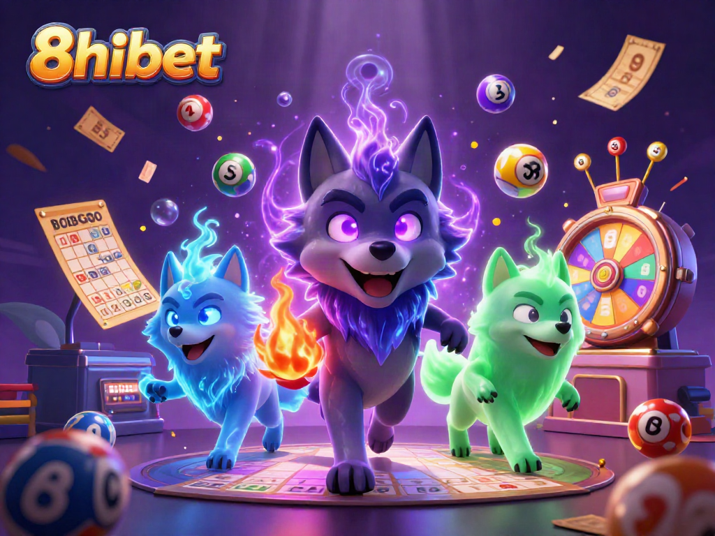Experience thrilling action with 8xbet featuring vibrant lottery elements and mystical wolves.