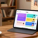 Engaging user interaction with Crush on AI platform showcasing colorful chat interface in cozy home.